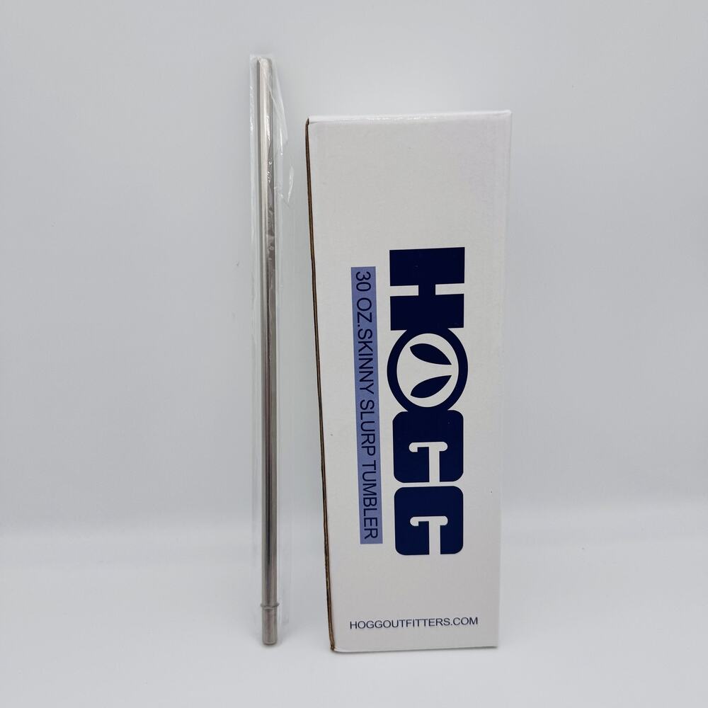 HOGG 30oz Skinny Slurp Tumbler Stainless Steel Silver Straw Lid Insulated NEW